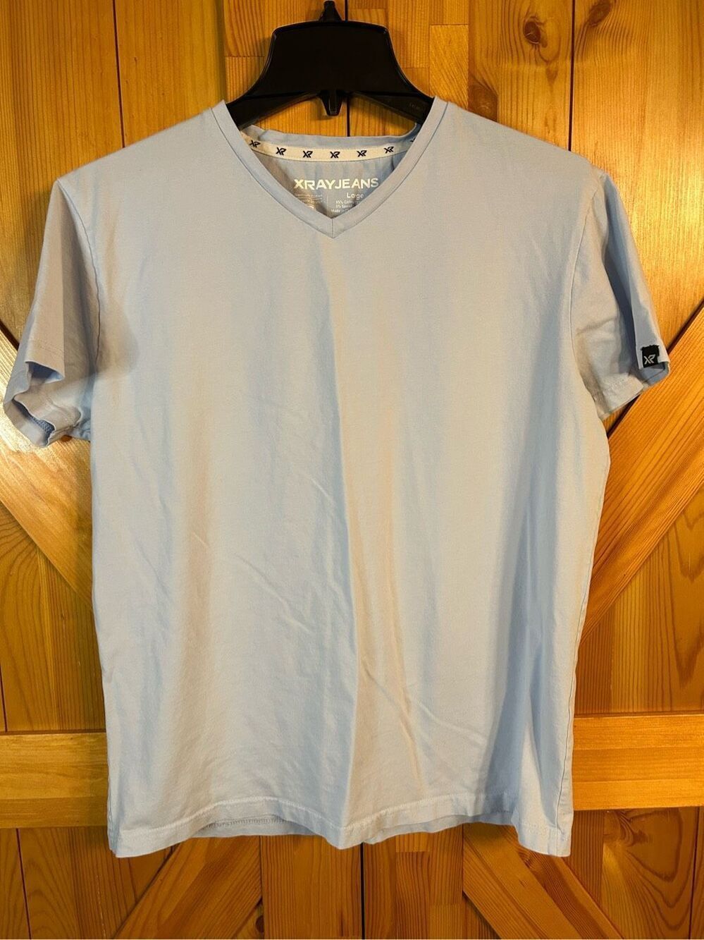 Xray Jeans V-Neck T-Shirt Light Blue Short Sleeve Solid Mens Size L LARGE (0166